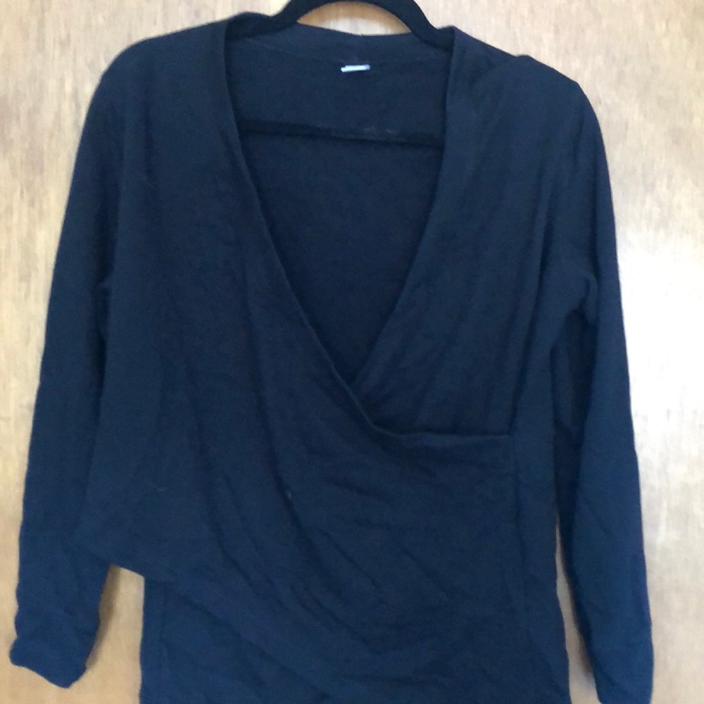 Faux wrap athletic sweater